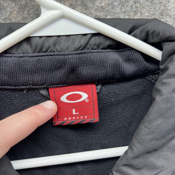 Oakley Jacket Men Large Black Button Down Polyester Full Zip Coat VTG Rain Wind - Picture 3 of 16